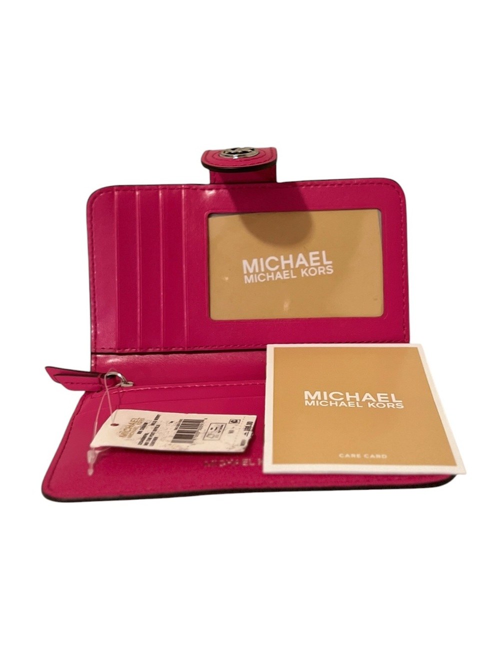 NWT Michael Kors Charm Medium Tab Pocket Bifold Leather Wallet (Wild Berry) - Picture 7 of 7